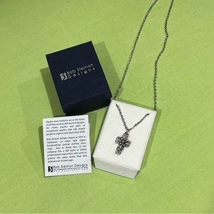 Pewter Cross Necklace with Sunflower